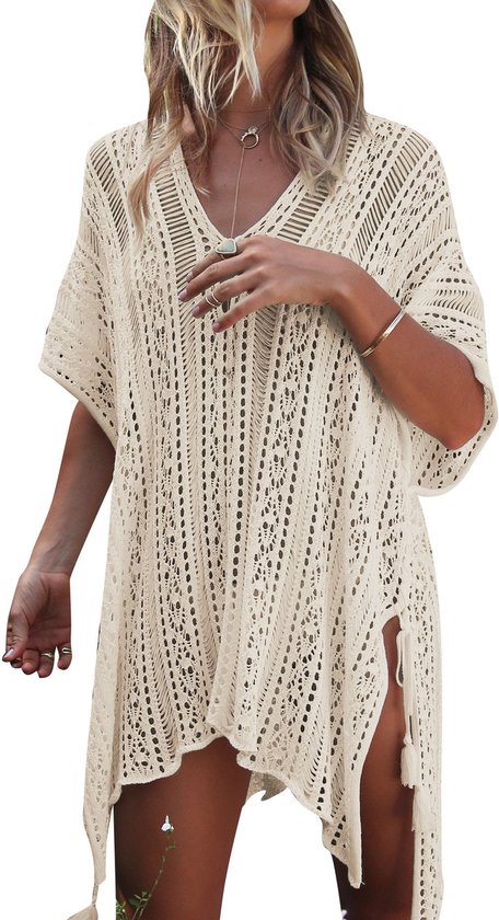 Geweo Badmode & strandkleding voor dames - Gehaakt strand jurkje - Strandjurkje - Bikini cover up - Beach dress - ONE SIZE