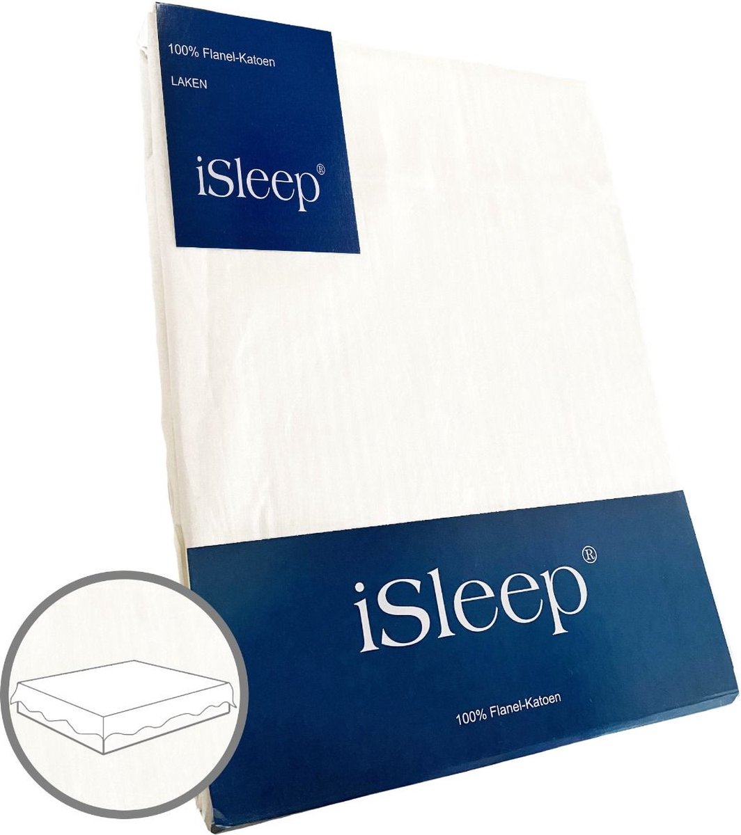 iSleep Flanel Laken - 100% Flanel Katoen - Eenpersoons - 160x270 cm - Wit