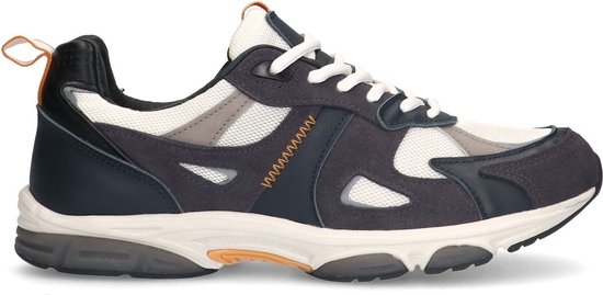 Sacha - Heren - Donkerblauwe suède sneakers met lichtgrijze details - Maat 42