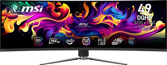 MSI MPG 491CQP QD-OLED - Curved Ultrawide Gaming Monitor - 144 Hz - USB-C PD 90W