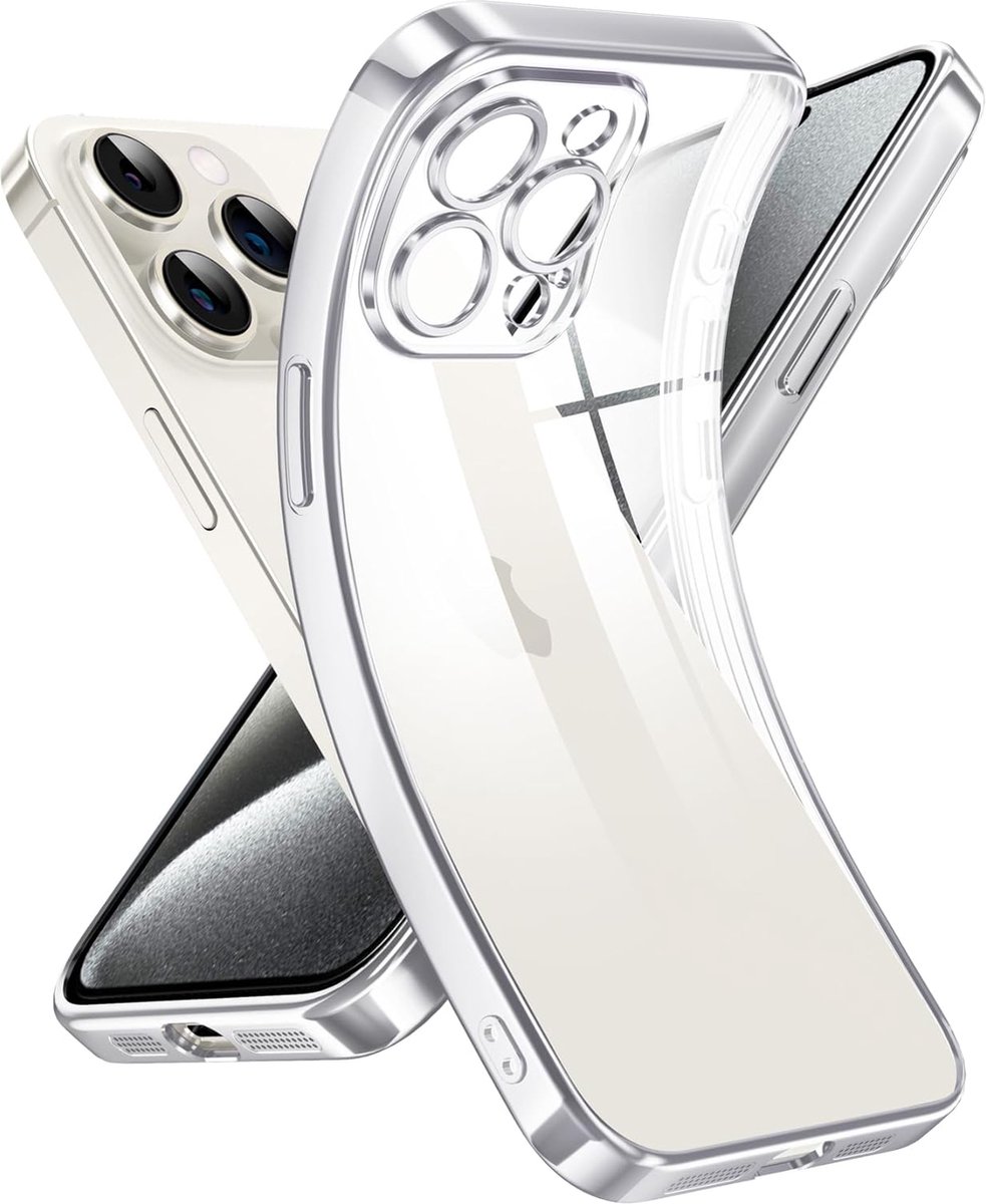 Supdeal Hoesje Geschikt voor iPhone 15 Pro Max - Shockproof - Geschikt voor Draadloos opladen - Anti Vingerafdruk - Camerabescherming - Transparant