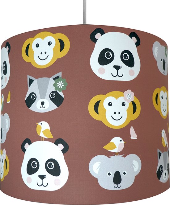 Hanglamp Dieren bruin meisjeskamer Verlichting diameter 30cm met pendel voor kinderkamer