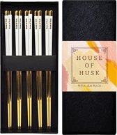 House of Husk Set de baguettes – Baguettes coréennes – Passe au lave-vaisselle – Acier inoxydable – 5 paires – Or Wit