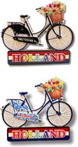 Koelkastmagneten Set: Delfts Blauw Holland Fietsen - Souvenirs - 2 stuks
