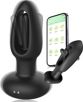 MESOROCK Butt Plug avec App - Vibromasseur - Siliconen - Sex Toys pour Couples - Hommes & Femmes - Vibromasseur Anal, Gode Zwart - Douche Anale - Valentine
