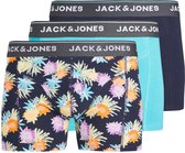 JACK & JONES Boxers fleuris Jacreece (pack de 3) - boxers homme longueur normale - bleu - Taille : XL