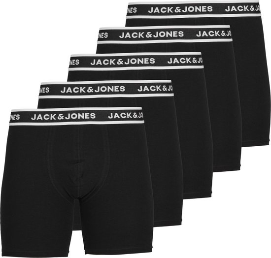 Jack & Jones Zwarte Heren Boxershort Lange Pijp JACSOLID Boxer Briefs 5-Pack Zwart - Maat M