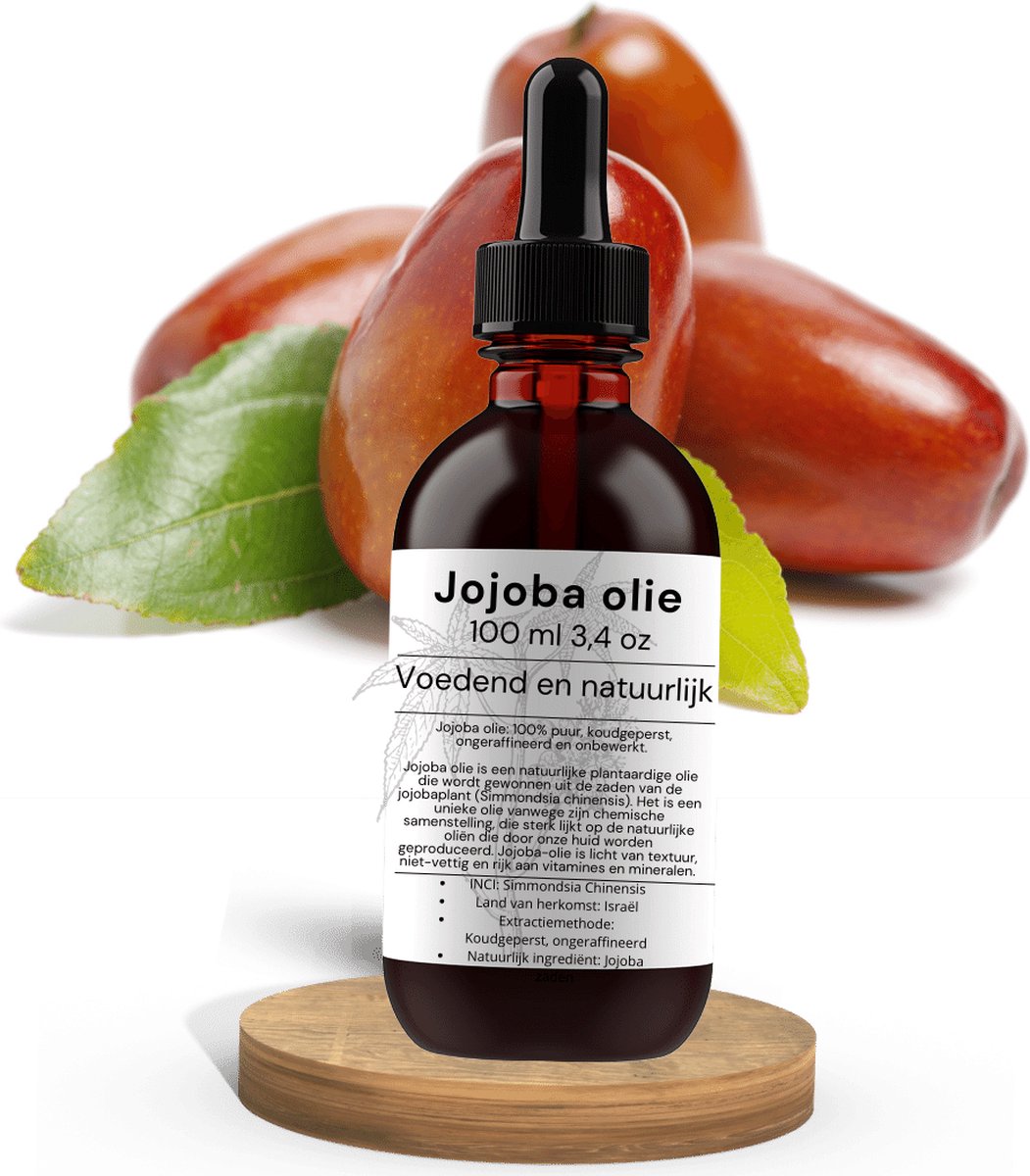 Pure Jojoba olie- Natuurlijk & Koudgeperst| Voedt, Hydrateert en Beschermt Huid, Haar en Nagels - Beschermt de Huid Tegen Veroudering | Premium Kwaliteit | Jojoba-olie | Glazen flesje + Pipet 100ml
