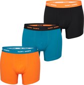 Happy Shorts Heren Boxershorts Trunks Oranje/Turquoise/Zwart 3-Pack - Maat M