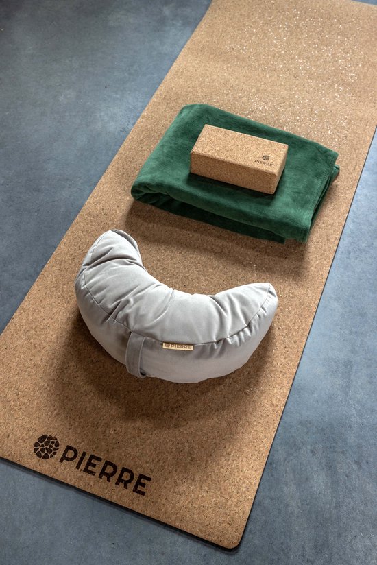 Pierre Sports Halve Maan Yoga Kussen - Lichtbruin - Gevuld met Kapok - 22x40x12cm van Pierre Sports — afbeelding 3