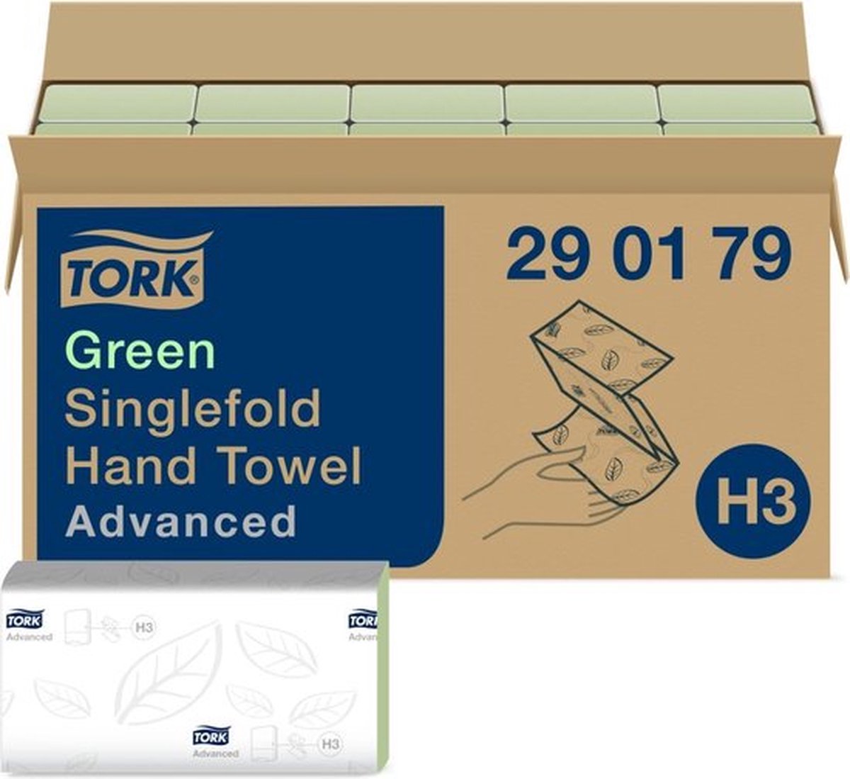 Voordeelverpakking 3 X Tork Z-vouw Handdoek Advanced, 2-laags, groen, 24,8x23cm, 15x250st. (290179)