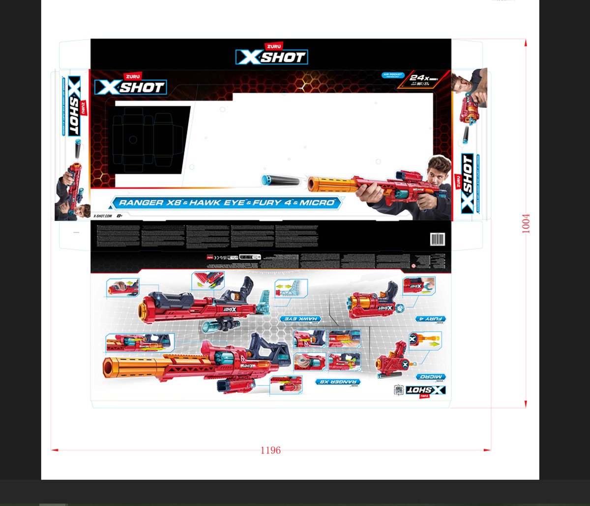 Exel Ranger Xshot ZURU - XSHOT - Excel Range X8 & Hawk Eye & Fury 4 & Micro Combo Pack ...