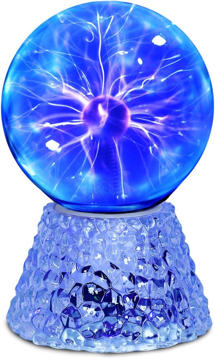 Goeco Plasmabal - 25cm - 6 Inch - 4W - Magische Plasmalamp - Elektrostatische Bal - Aanraakgevoelige Bliksembal - Nachtverlichting