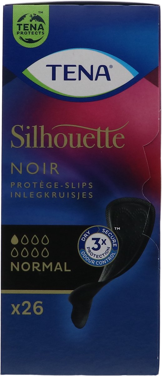 Goedkoopste Voordeelverpakking 3 X TENA SILHOUETTE NORMAL NOIR LINER, 26st (761272