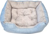 Nobleza Pluche Dierenmand - Hondenmanden - Kattenmand - Hondenbed - Kattenbed - Mand voor hond - Rechthoek - Lichtblauw - Maat S - 53x43x18 cm