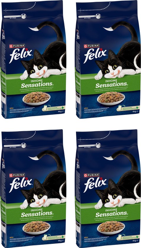 Foto: 4x felix kattenvoer inhome sensations 4 kg