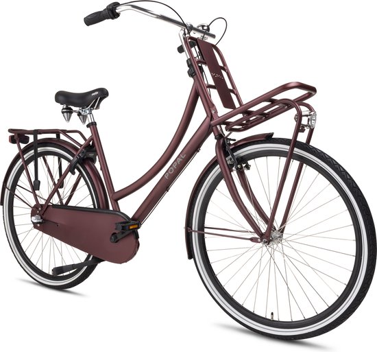 Vélo de transport Popal Daily Dutch Basic+ N3 - Vélo de ville - Femme - 59 centimètres - Chêne Rouge