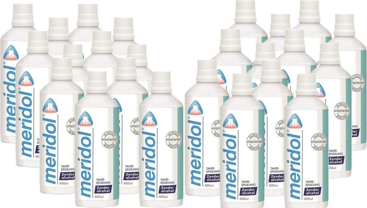Goedkoopste Meridol mondspoeling - 400 ml - mondspoeling - 400 ml - Mondwater - Voordeelverpakking 24 stuks