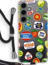 Case Company® - Coque Samsung Galaxy S24 avec cordon - Autocollant fruit - Coque de téléphone avec cordon Zwart - Protection sur tous les côtés et sur le bord de l'écran