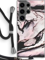 Case Company® - Hoesje met koord geschikt voor Samsung Galaxy S24 Ultra hoesje met Koord - Roze stroom - Telefoonhoesje met Zwart Koord - Bescherming aan alle Kanten en Over de Schermrand