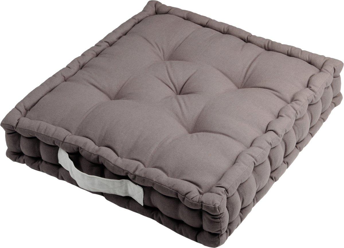Stof Textile Vloerkussen DUO - grijs - katoen - 45 x 45 x 10 cm - vierkant - Extra dik - extra zitplaatsen - spelen - gamen - relaxen