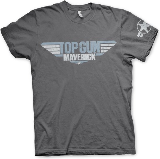 Top Gun Maverick Distressed Logo T-Shirt Dark-Grey-M