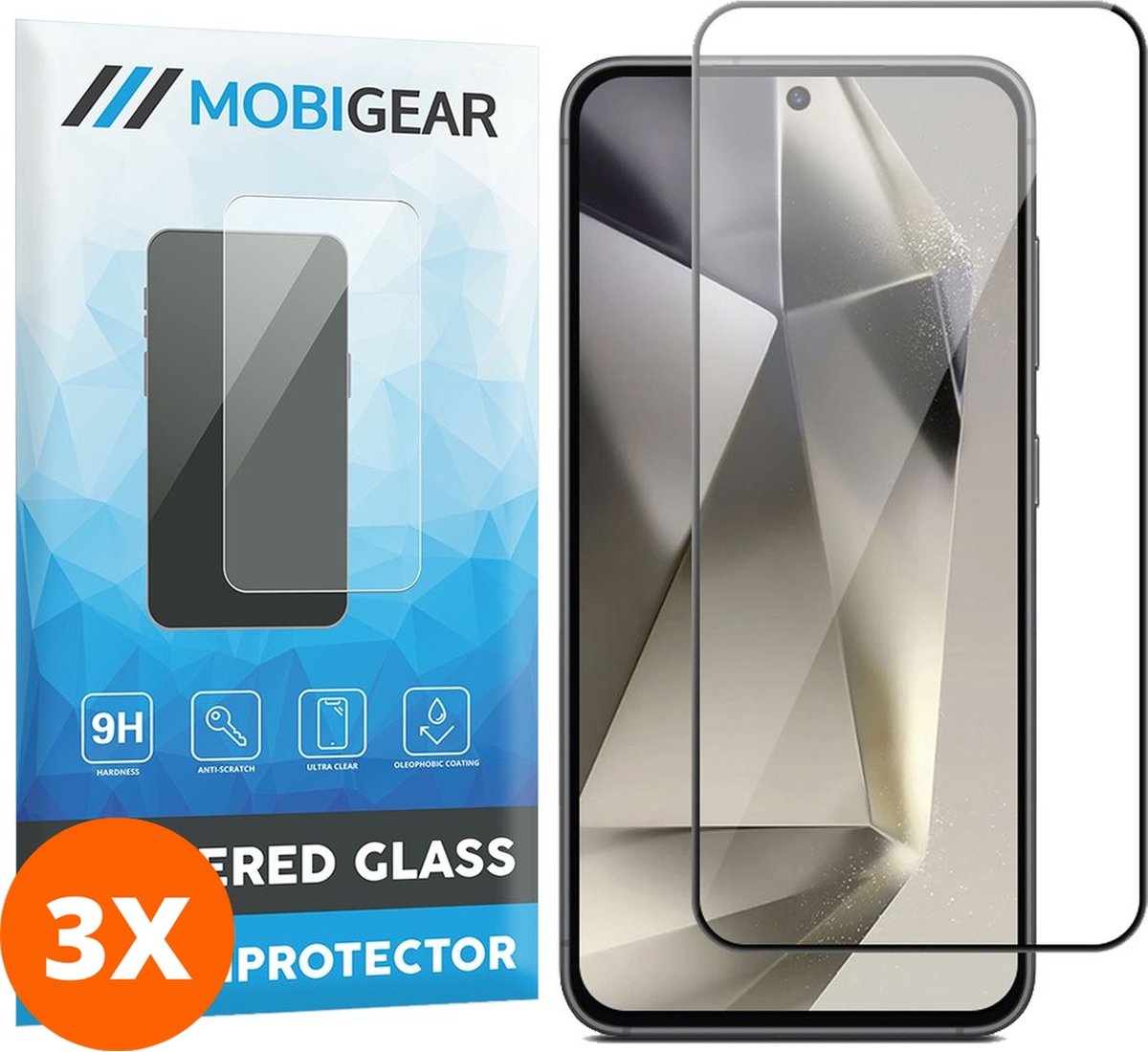 Mobigear Screenprotector geschikt voor Samsung Galaxy S24 Plus Glazen | Mobigear Premium Screenprotector - Case Friendly (3-Pack)