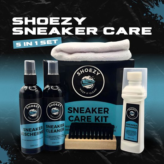 Shoezy | Sneaker Care Kit (5 in 1) | Schoenpoetsset met Sneaker Cleaner | Sneaker Protector | Sneaker Spray & Schoenborstel | Sneaker Cleaning Kit | Sneaker Reiniger