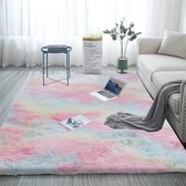 Soft Area Vloerkleed, voor de slaapkamer, shaggy tapijt, zachte tapijten, pluizige kleurrijke batik-tapijten, tapijt, regenboog 120 x 160 cm