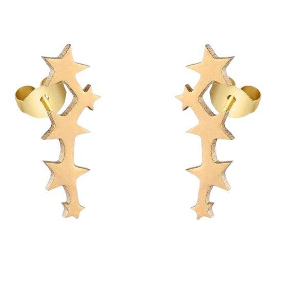 Aramat Jewels - Zweerknopjes 5 Sterren - Goudkleurig Chirurgisch Staal 11mm - Luxe Oorbellen - Cadeau - Voor Haar - Trendy Sieraden