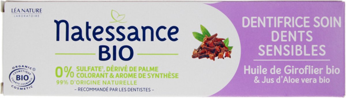 Natessance Tandpasta Voor Gevoelige Tanden Biologische Kruidnagelolie 75 ml