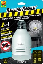 Compo Ultrasone LED-lamp - verjaagt ratten en muizen - 360° variërende ultrasone golven - voor zolder, keuken en garage - 1 stuk