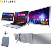 Trubex Tri-Screen 13,3" - Moniteur portable - Écran - Moniteurs - Poste de travail - Comprend étui de protection - 13,3" - 1920x1080P - 60 Hz - HDMI & USB-C - Écran d'ordinateur portable : 14" - 17,3" - Grijs