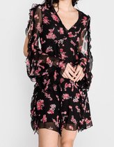 Pinko • zwarte jurk met roze bloemen • maat 38 (IT44)