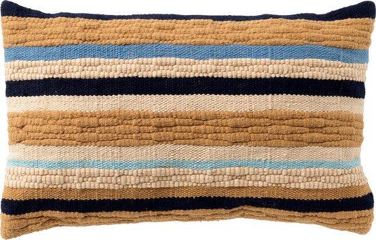 Dutch Decor MANTE - Kussenhoes 30x50 cm - natuurlijke look - strepen - Insignia Blue - multicolor - met rits