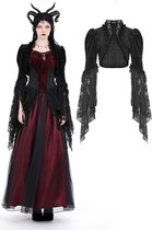 Dark in Love - Gothic patterned velvet lace flared sleeves Bolero - XL - Zwart