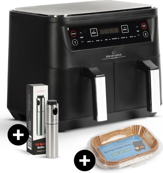 Dubbele Airfryer - Heteluchtfriteuse - 9 liter -9 Kookprogramma's