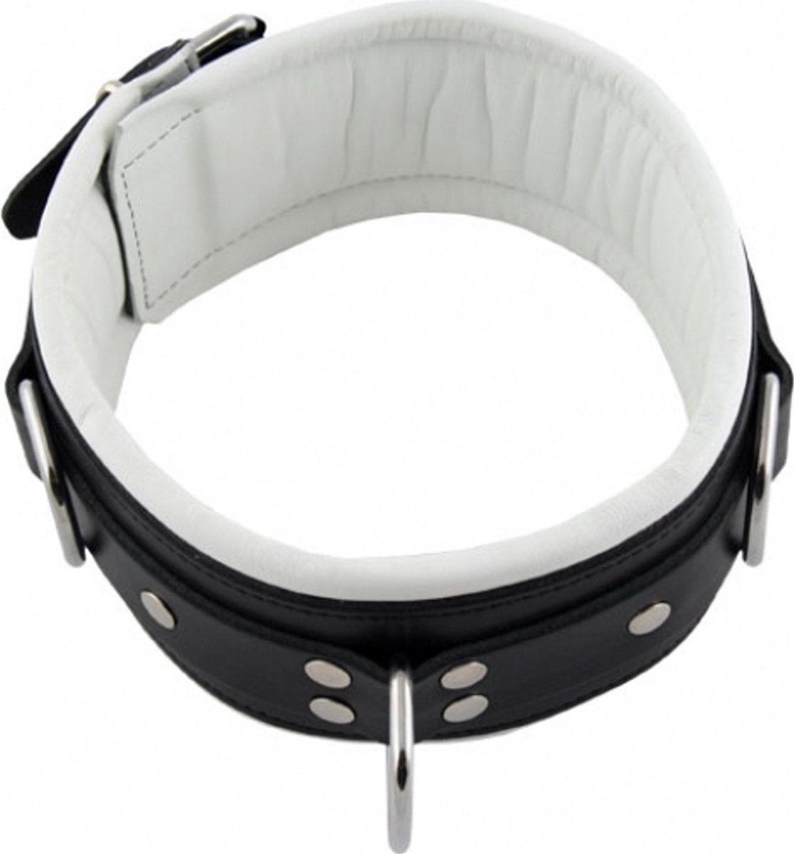Leren Slavenhalsband Zwart/Wit - 7.50cm