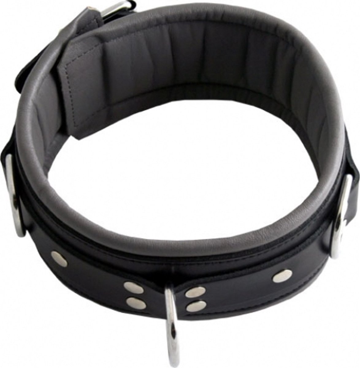 Leren Slavenhalsband Zwart/Grijs - 7.50cm