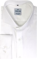 Vercate - Strijkvrij Overhemd - Wit - Slim Fit - Katoen Satijn - Lange Mouw - Heren - Maat 38/S