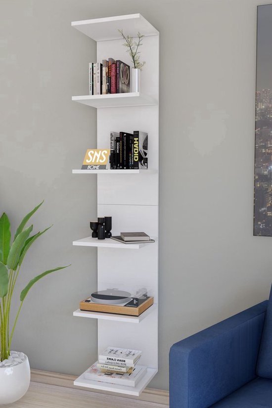 Furinno Fulda 3 Laags Ruimtebesparende Opbergplank, Boekenkast, 15 Cm Breed Wit 1627799162