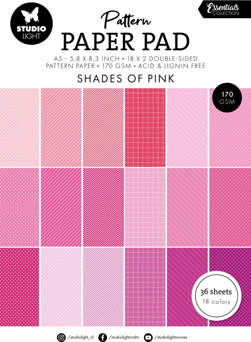 SL Pattern paper pad Shades of pink Essentials nr.163