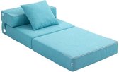 Klapstoel bed, slaapbank, 2-in-1 opklapbare stoel met slaapfunctie, relaxstoel met kussen, logeerbed, tot 100 kg belastbaar, blauw