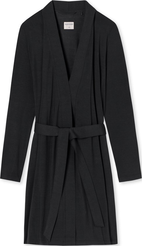 SCHIESSER Essentials badjas - dames kamerjas modal zwart - Maat: M