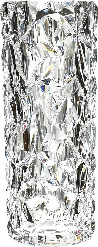 Onbreekbare plastic vaas voor huisdecoratie Verdikte zware kristalheldere vaas voor bloemen Diamantvorm zoals glas Grote vaas voor bruiloftsfeest 11,5 "Hoog x 4,5" Breed