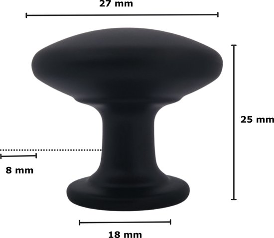 Kastknoppen Macon zwart rond 5 Stuks - Diameter 27 mm - Kastknop - Meubelknop - Deurknoppen voor kasten - Meubelbeslag - Deurknopjes - Meubelknoppen - By MJM