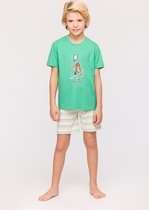 Woody pyjama jongens/heren - groen - leeuw - 241-10-PSS-S/734 - maat 128