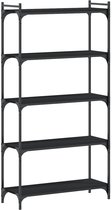 vidaXL - Boekenkast - 5-laags - 80x30x154 - cm - bewerkt - hout - zwart