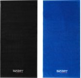 Set: Sporthanddoek Obsidian Black + Navy Blue - 75x35cm - 100% Katoen - Sport Towel Zwart + Blauw