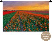 Tapisserie Paysages Nederland - Champs de tulipes en Holland méridionale Tapisserie en coton 60x40 cm - Tapisserie avec photo